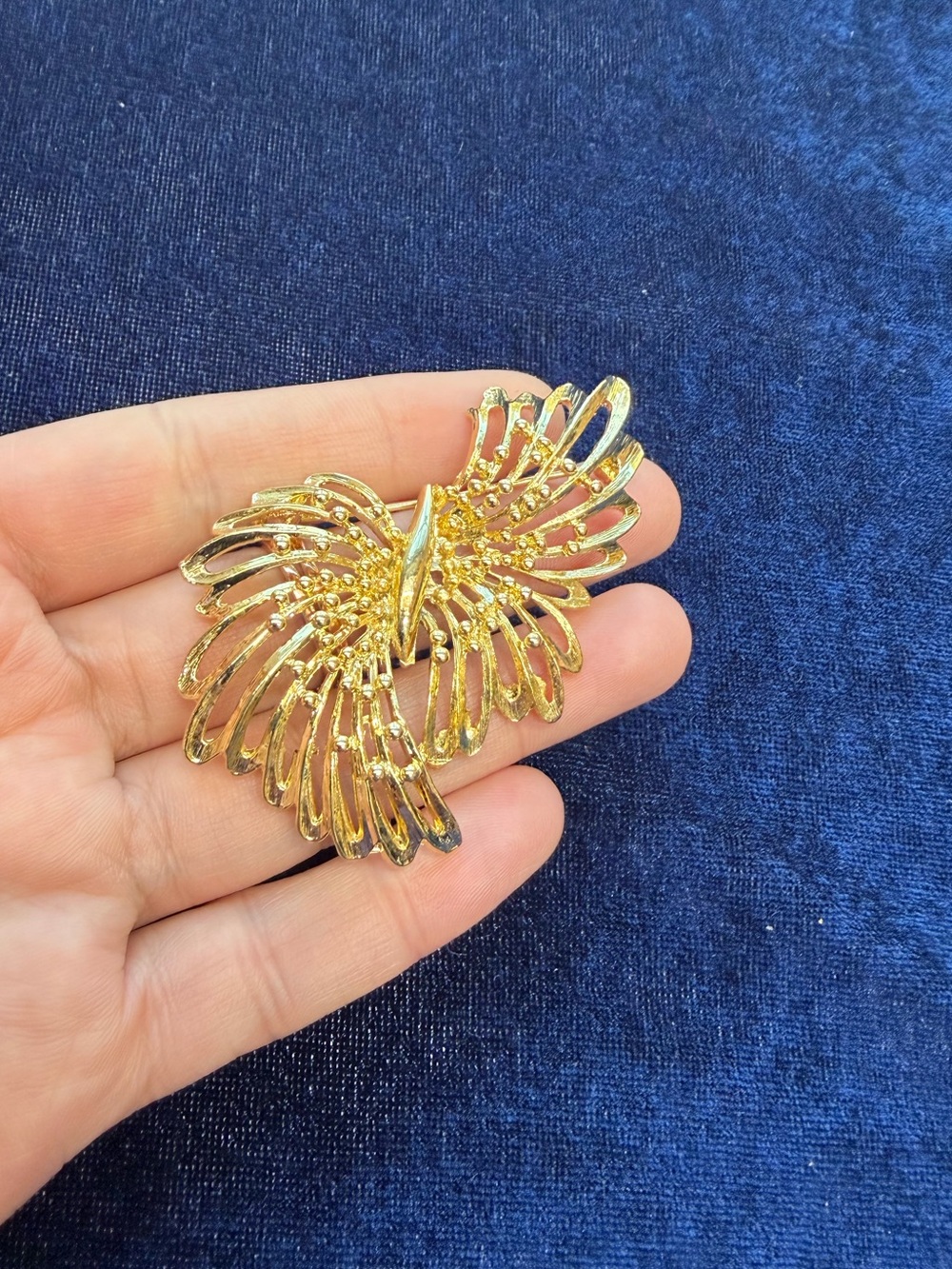 Vintage Gold Tone Stylized Butterfly Brooch